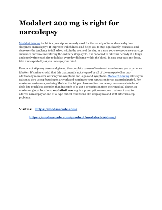 Modalert 200 mg is right for narcolepsy