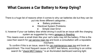 What Causes a Car Battery to Keep Dying_