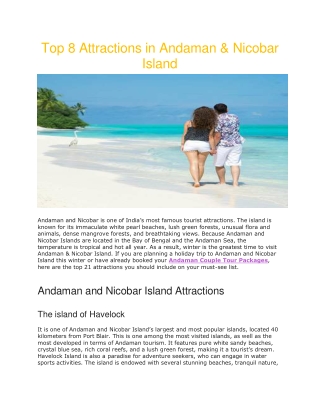 Top 8 Attractions in Andaman & Nicobar Island