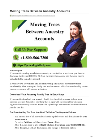 Moving Trees Between Ancestry Accounts | Genealogist Help