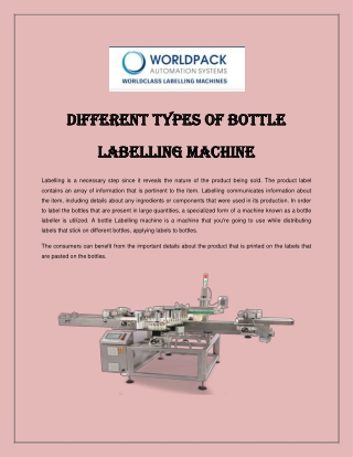 Different Types of Bottle Labelling Machine