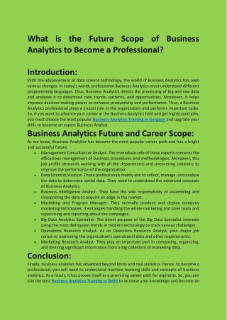 What is the Future Scope of Business Analytics to Become a Professional?