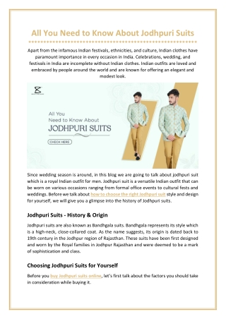 All You Need to Know About Jodhpuri Suits