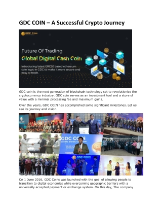 GDC Coin a successful crypto journey