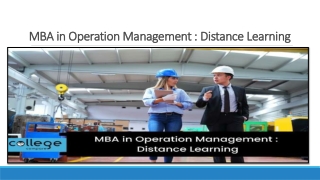 MBA in Operation Management : Distance Learning