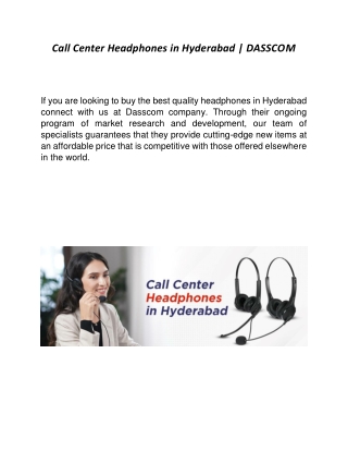 Call Center Headphones in Hyderabad | DASSCOM