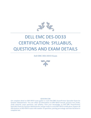 Dell EMC DES-DD33 Certification: Syllabus, Questions and Exam Details