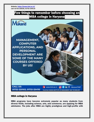 Few Things to Remember Before Choosing an MBA College in Haryana