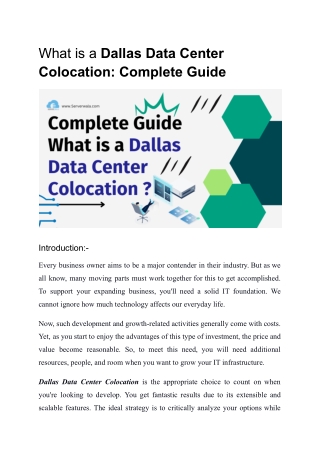 What is a Dallas Data Center Colocation: Complete Guide