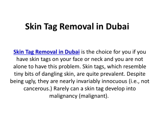 Skin Tag Removal in Dubai