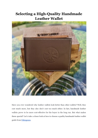 Selecting a High-Quality Handmade Leather Wallet