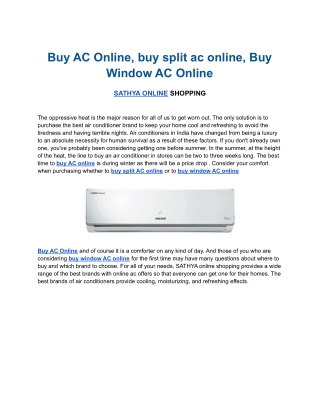 Buy AC Online _ Sathya Online Shopping