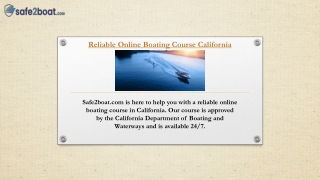 Reliable Online Boating Course California | Safe2boat.com