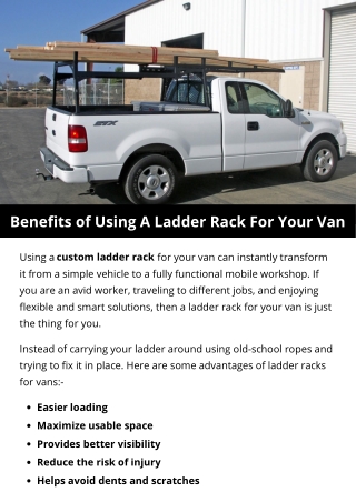 Benefits of Using A Ladder Rack For Your Van