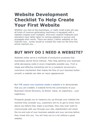 Website Development Checklist To Help Create Your first website