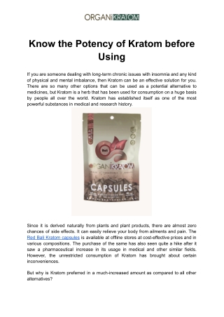 Know the Potency of Kratom before Using