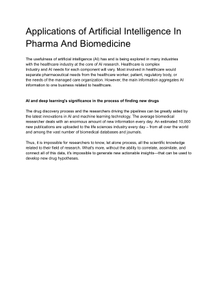 Ai in pharman & biomedicine - Google Docs