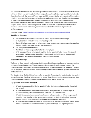 Bovine Mastitis Market Size, Share, Growth Insights And Competitive Outlook
