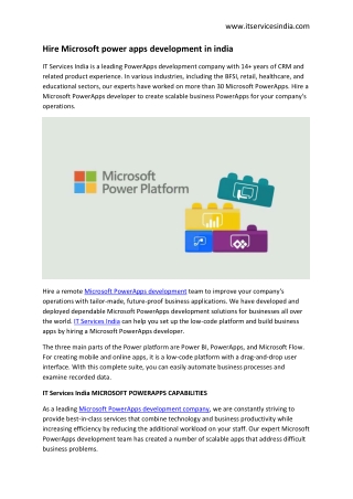 Hire Microsoft power apps development in india