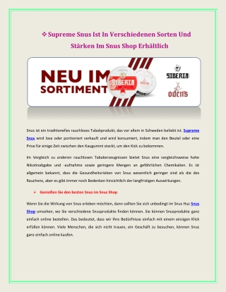 Supreme Snus Ist In Verschiedenen Sorten Und Stärken Im Snus Shop Erhältlich