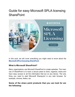 Guide for easy Microsoft SPLA licensing SharePoint