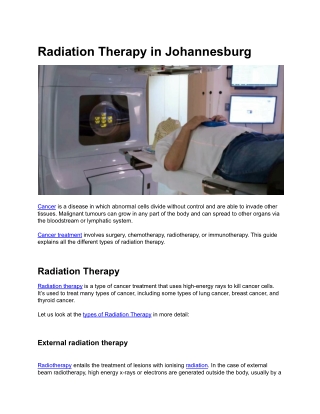 Radiation Therapy in Johannesburg