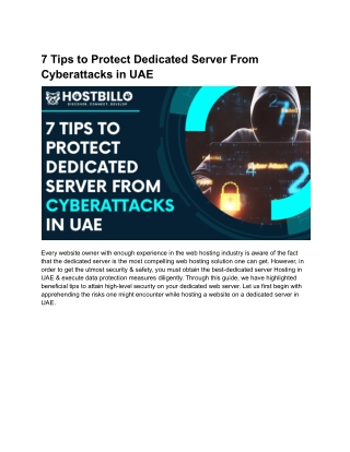 7 Tips to Protect Dedicated Server From Cyberattacks in UAE