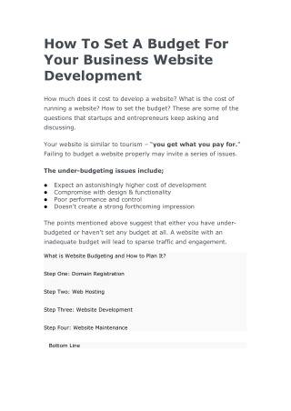 How To Set A Budget For Your Business Website Development