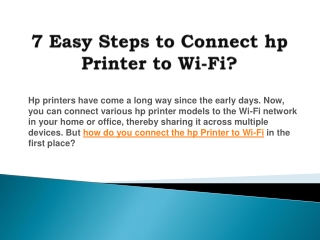 7 Easy Steps to Connect hp Printer to Wi-Fi?