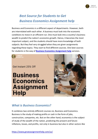 Best Source for Students to Get Business Economics Assignment help