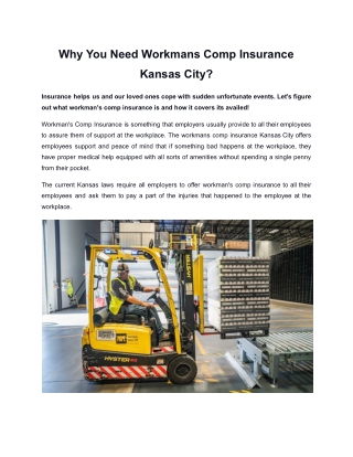 Why You Need Workmans Comp Insurance Kansas City