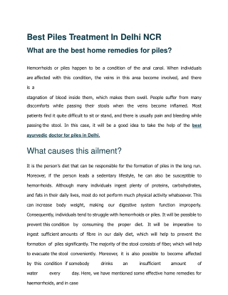 Best Piles Treatment In Delhi NCR