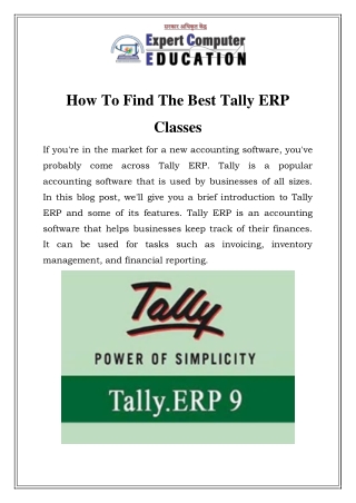 Tally ERP Classes in Mira Road Call-9619990689