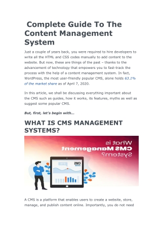 Complete Guide To The Content Management System