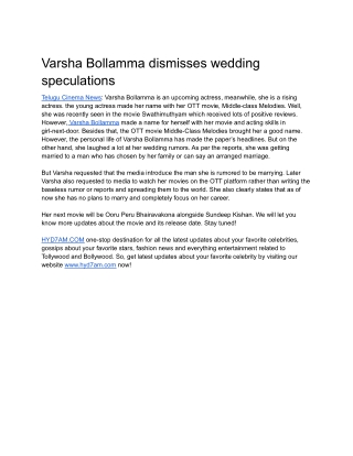 Varsha Bollamma dismisses wedding speculations