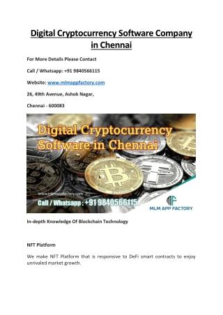 Digital Crypto Currency Software Company in Chennai