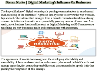Steven Noske | Digital Marketing’s Influence On Businesses