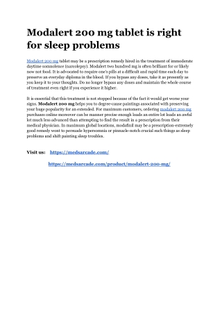 Modalert 200 mg tablet is right for sleep problems