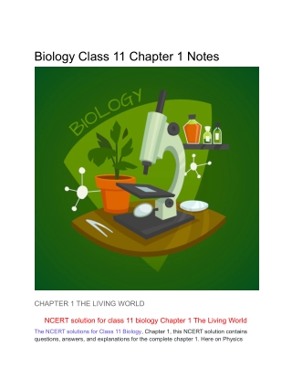 Biology Class 11 Chapter 1 Notes