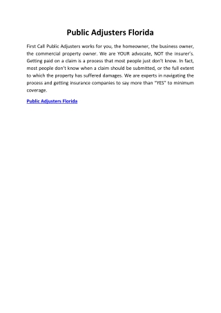 Public Adjusters Florida