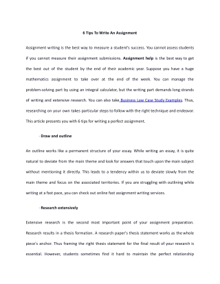 6 Tips To Write An Assignment