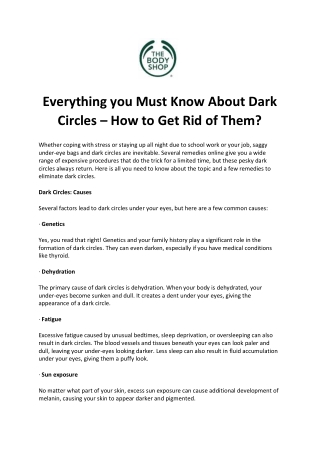 Everything You Must Know about Dark Circles - How to Get Rid of them