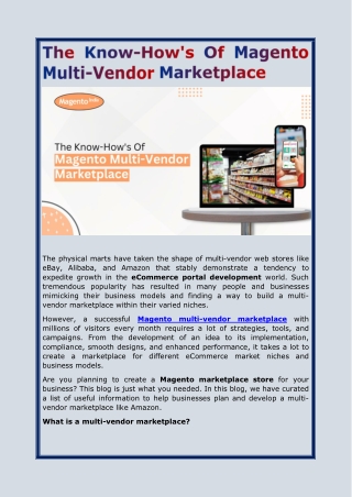 The Know-How's Of Magento Multi-Vendor Marketplace