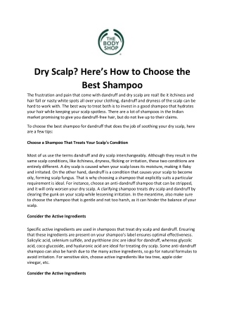 Dry Scalp-Here's How to Choose the Best Shampoo