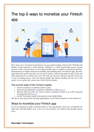 The top 6 ways to monetize your Fintech app