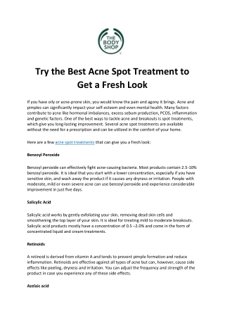 Try the Best Acne Spot Treatment to Get a Fresh Look