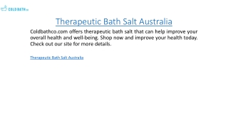 Therapeutic Bath Salt Australia  Coldbathco.com