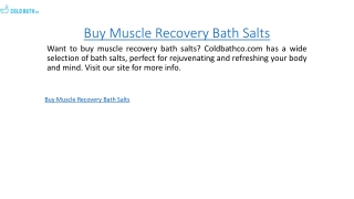 Buy Muscle Recovery Bath Salts  Coldbathco.com