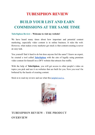 TubeSiphon Review – Build Your List And Earn Commissions At The Same Time