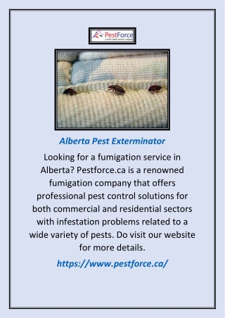 Alberta Pest Exterminator | Pestforce.ca